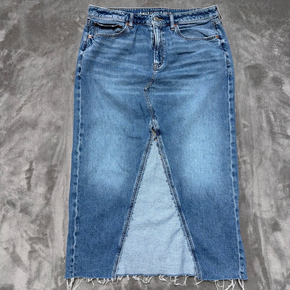 American Eagle Outfitters Denim Maxi Skirt in Blue